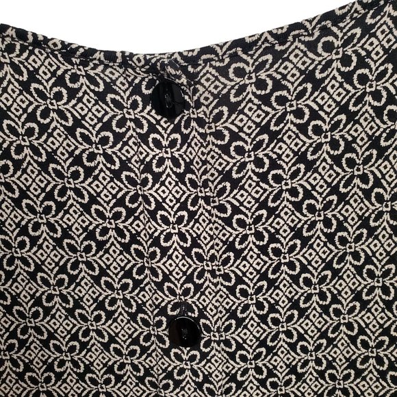 J Jill Wearever Sz XL Tunic Jersey Knit Back Button Floral Geo Hi Lo Hem Stretch - Picture 8 of 8